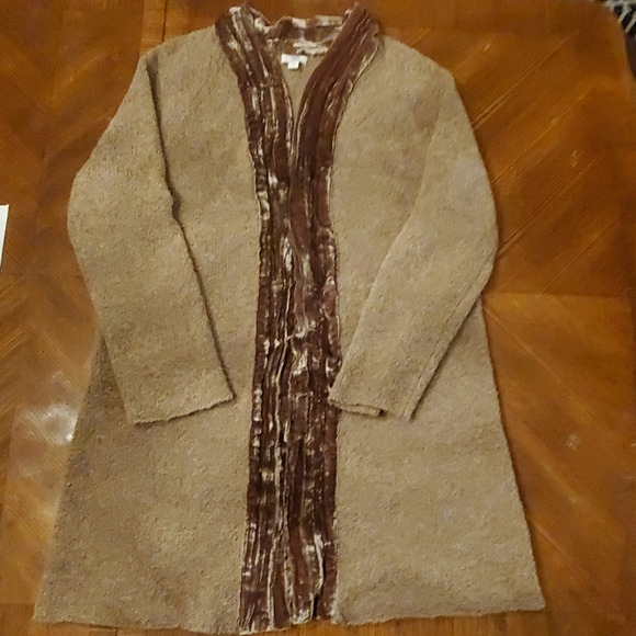 J.Jill Crushed Velvet Trim Cardigan Sweater - Picture 4 of 5